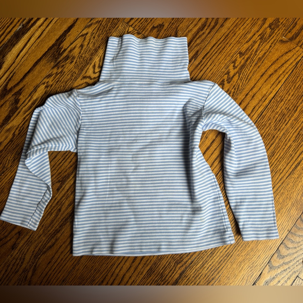 Little English Light Blue and White Striped Turtleneck Long Sleeve Tee